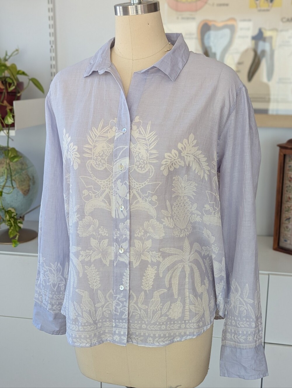 Light Lavender Printed Button-Down Shirt - Men